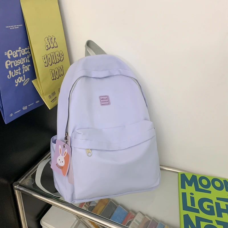 Nylon backpack for women solid color fashion Korean version schoolbag female college students casual shoulders Rucksack