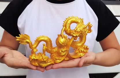 2024 Free shipping resin dragon bead handicraft furnishing articles Prosperous home decoration decoration mascot Fengshui statue