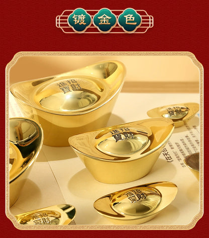 Free shipping pure copper solid gold ingot handicraft furnishing articles Brass ingots Family decoration decoration four sizes