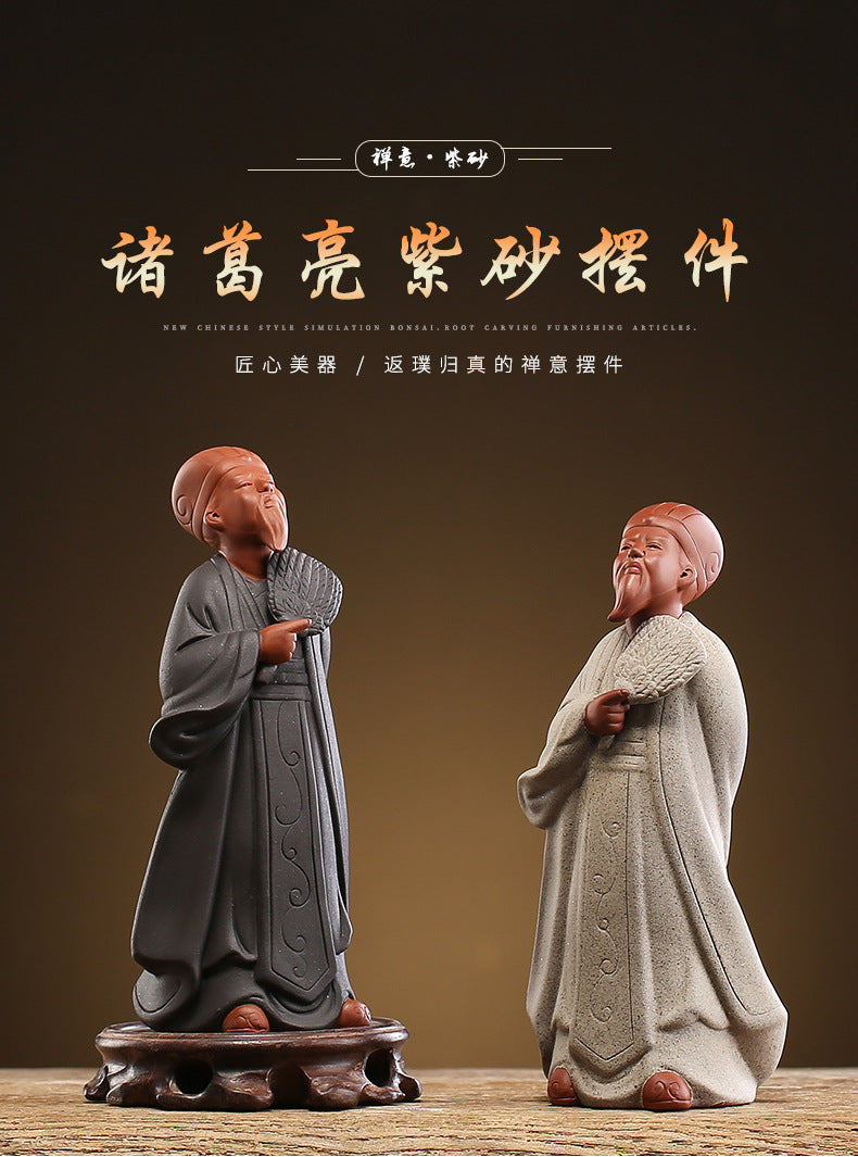 Kong Ming, Zhuge Liang, Statue, Ceramic Decoration, Historical Figures, Home Decoration, Craft Gift, Bo Gu Rack Decoration