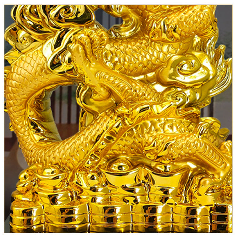 31cm Resin gold placer Zodiac Dragon Wind Water Dragon Ornaments Jinlong Crafts Lucky Opening Gifts Office Desktop Display