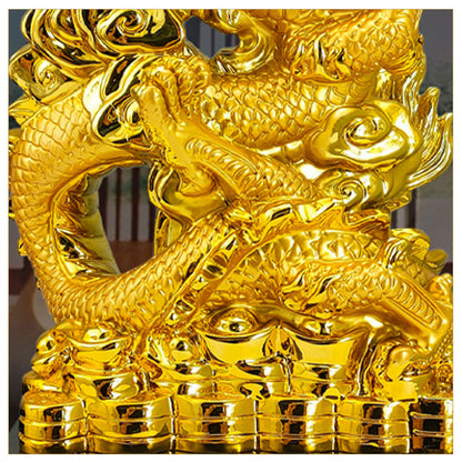 31cm Resin gold placer Zodiac Dragon Wind Water Dragon Ornaments Jinlong Crafts Lucky Opening Gifts Office Desktop Display
