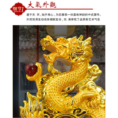 31cm Resin gold placer Zodiac Dragon Wind Water Dragon Ornaments Jinlong Crafts Lucky Opening Gifts Office Desktop Display