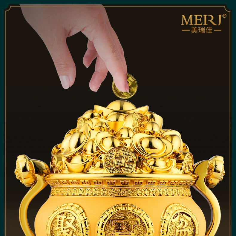 GOLD Resin money box statue Gold ingot boxes Feng Shui home decoration  accessories birthday present home decor accessories