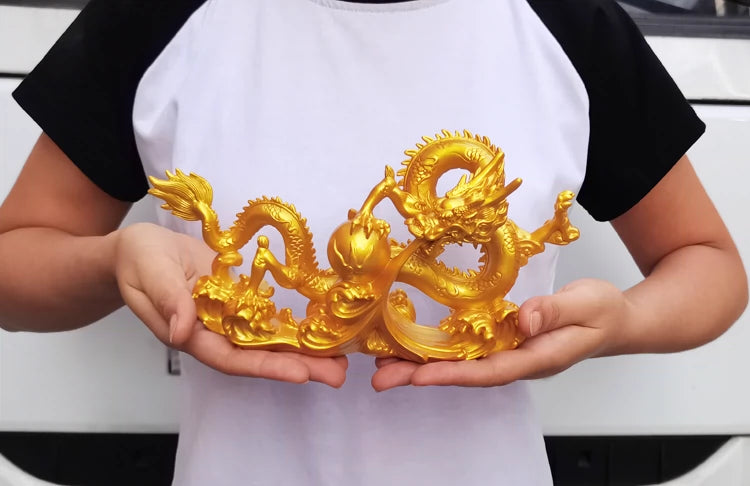 2024 Free shipping resin dragon bead handicraft furnishing articles Prosperous home decoration decoration mascot Fengshui statue