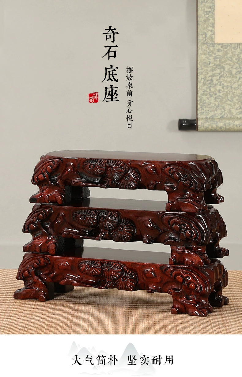 Solid Wood Oval Vase Base, Strange Stone Base, Decoration Shelf Mount, Taishan Stone, Lingbi, Buddha Bracket