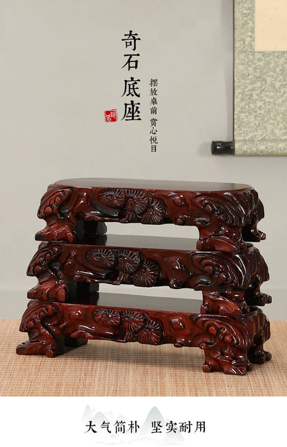 Solid Wood Oval Vase Base, Strange Stone Base, Decoration Shelf Mount, Taishan Stone, Lingbi, Buddha Bracket