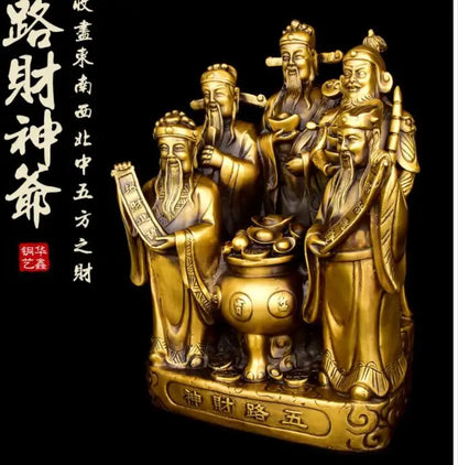 OP GOOD  foreign business gift CHINA beijing opera ART FACE PU gilding fan copper statue with box --Collector Edition