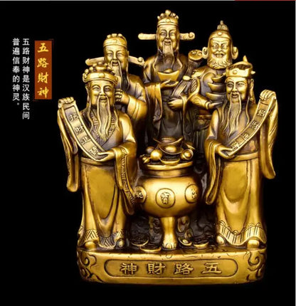 OP GOOD  foreign business gift CHINA beijing opera ART FACE PU gilding fan copper statue with box --Collector Edition