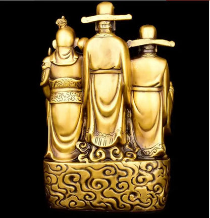 OP GOOD  foreign business gift CHINA beijing opera ART FACE PU gilding fan copper statue with box --Collector Edition