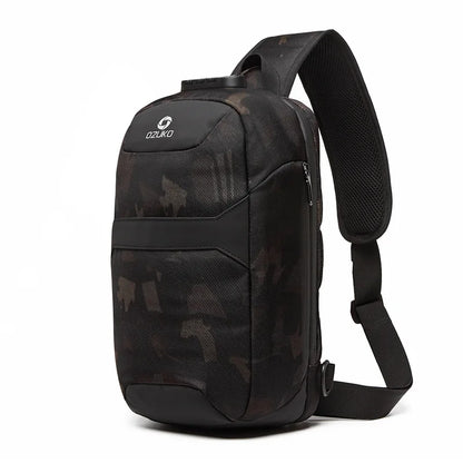OZUKO  Anti-theft Crossbody Bags Male Waterproof USB Charging Chest Pack Short Trip Messenger Sling Bag Shoulder Chest Bag
