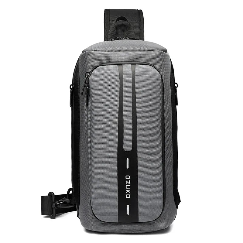 OZUKO Casual USB Charging Sling Bag Multifunction Crossbody Bag for Men Anti-theft Shoulder Messenger Bags Male Waterproof Bag