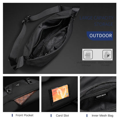 OZUKO Cell phone  Shoulder Bag Waperproof Oxford Male Crossbody Bags Outdoor Sports Crossbody Bag Light Weight Travel Chest Bags