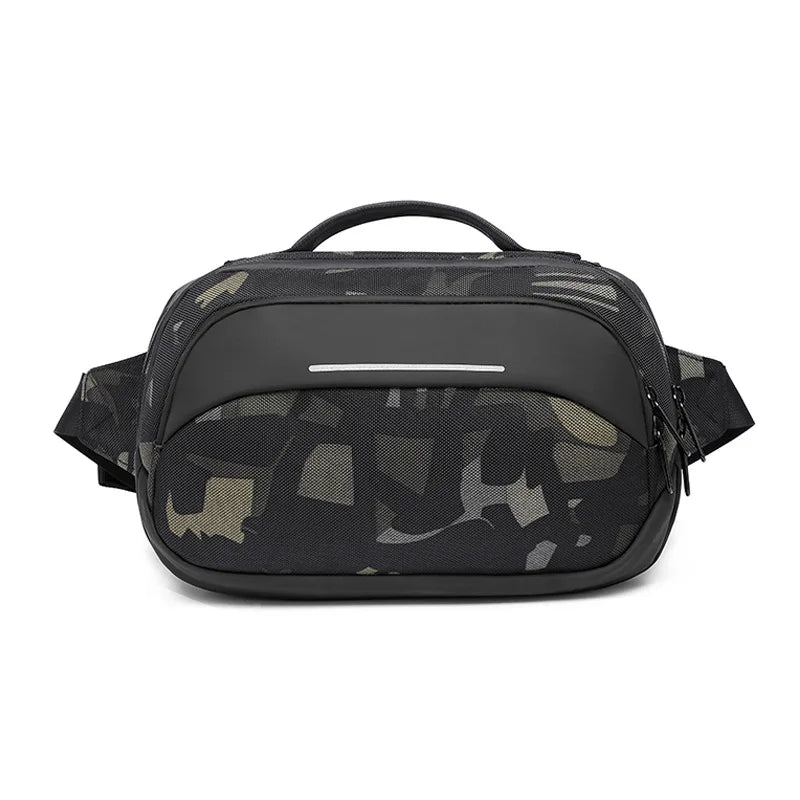 OZUKO Cell phone bag Waist Bag Outdoor Short Travel Fanny Packs Male Waterproof Fashion Chest Bags Casual Crossbody Bag Belt Bag