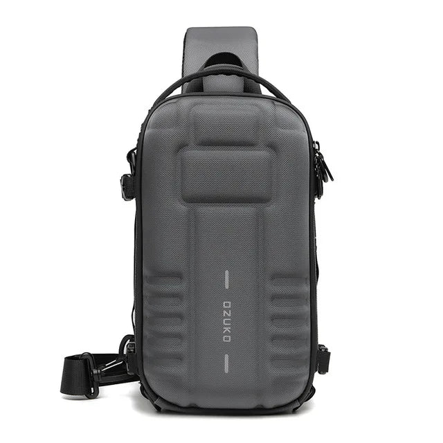 OZUKO Chest Bag Hard Shell Men Sports Shoulder Bag Multifunctional Large Capacity Waterproof High Quality Outdoor Tactical Bag