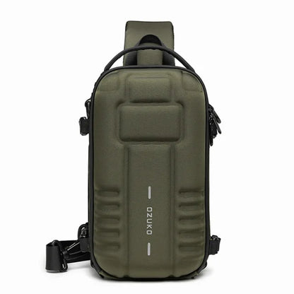 OZUKO Chest Bag Hard Shell Men Sports Shoulder Bag Multifunctional Large Capacity Waterproof High Quality Outdoor Tactical Bag