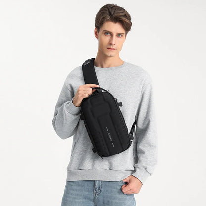 OZUKO Chest Bag Hard Shell Men Sports Shoulder Bag Multifunctional Large Capacity Waterproof High Quality Outdoor Tactical Bag
