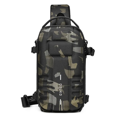 OZUKO Chest Bag Hard Shell Men Sports Shoulder Bag Multifunctional Large Capacity Waterproof High Quality Outdoor Tactical Bag