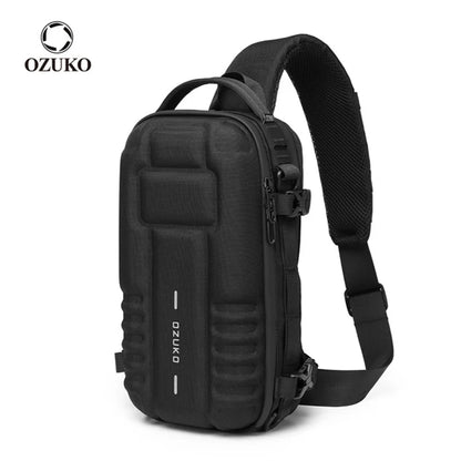 OZUKO Chest Bag Hard Shell Men Sports Shoulder Bag Multifunctional Large Capacity Waterproof High Quality Outdoor Tactical Bag