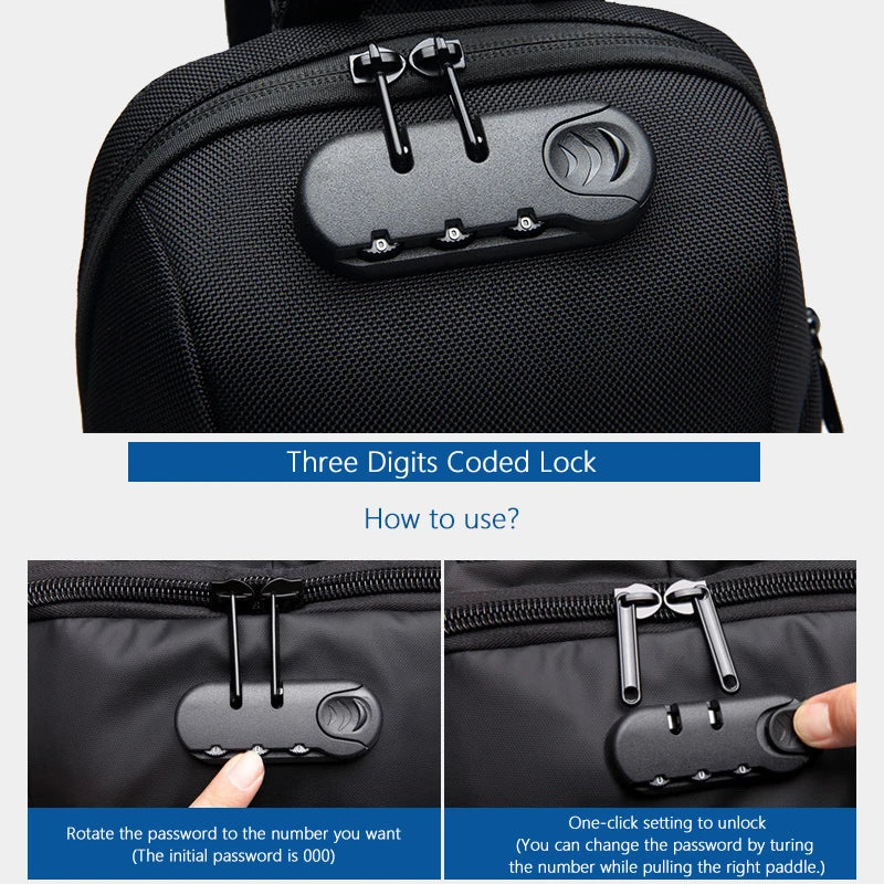 OZUKO Flex bag Crossbody Bag for Men Anti-theft Shoulder Messenger Bags Male Waterproof Short Trip Chest Bag Pack
