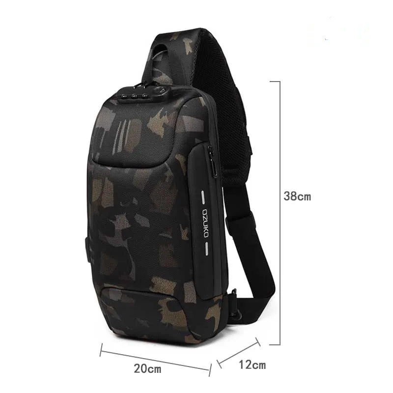 OZUKO Flex bag Crossbody Bag for Men Anti-theft Shoulder Messenger Bags Male Waterproof Short Trip Chest Bag Pack