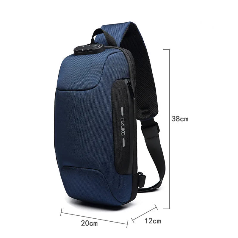 OZUKO Flex bag Crossbody Bag for Men Anti-theft Shoulder Messenger Bags Male Waterproof Short Trip Chest Bag Pack
