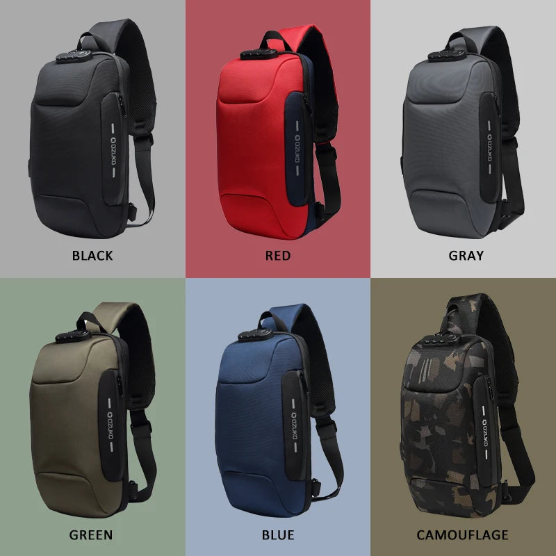OZUKO Flex bag Crossbody Bag for Men Anti-theft Shoulder Messenger Bags Male Waterproof Short Trip Chest Bag Pack