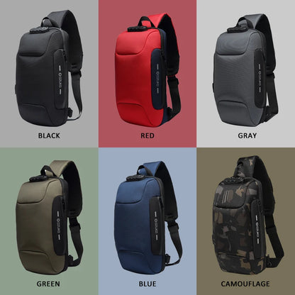 OZUKO Flex bag Crossbody Bag for Men Anti-theft Shoulder Messenger Bags Male Waterproof Short Trip Chest Bag Pack
