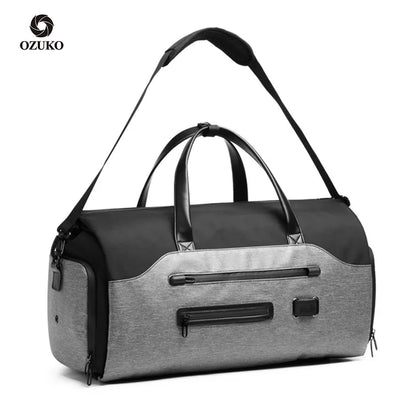 OZUKO Garment bag Multifunction Men Suit Storage Large Capacity Luggage Handbag Male Waterproof Travel Duffel Bag Shoes Pocket