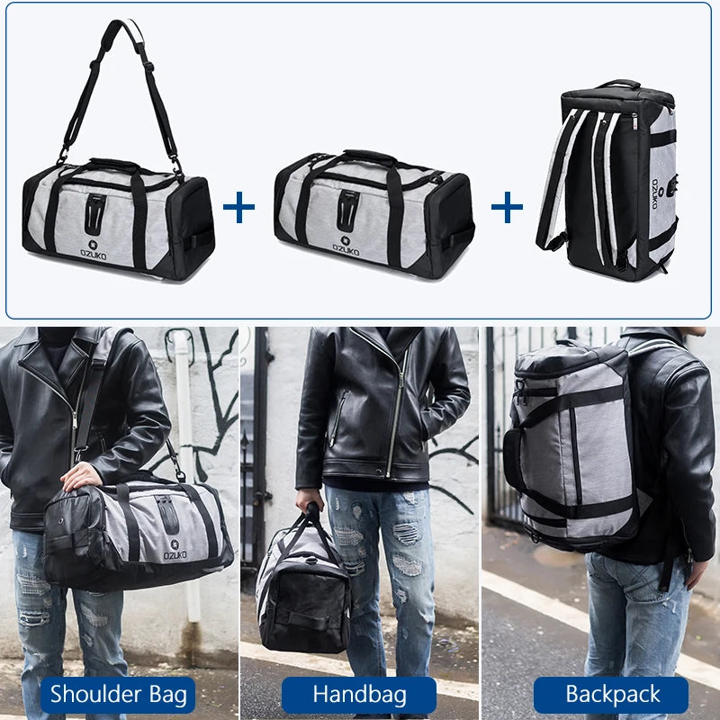 OZUKO Gym bag High Capacity Men Travel Duffle Bag Waterproof Oxford Luggage Handbags Carry On Weekend Bags for Trip