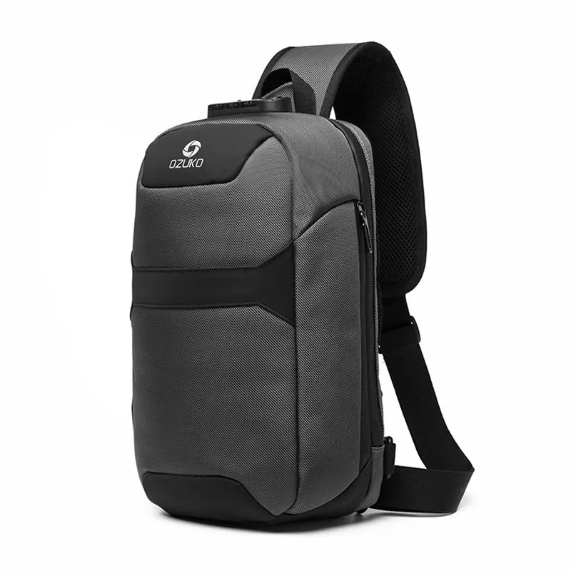 OZUKO Handbag Man Crossbody Bags Male Waterproof USB Charging Chest Pack Short Trip Messenger Sling Bag Shoulder Chest Bag