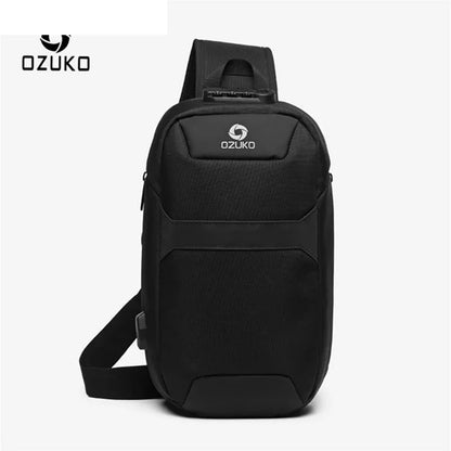 OZUKO Handbag Man Crossbody Bags Male Waterproof USB Charging Chest Pack Short Trip Messenger Sling Bag Shoulder Chest Bag