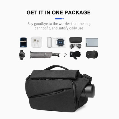 OZUKO Man belt pouch Bag Multifunction Riding Crossbody Bags Male Waterproof Shoulder Bag USB Charging Travel Bag for Men
