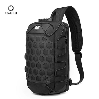 OZUKO Men Anti-theft Crossbody Bags Male Waterproof USB Charging Chest Pack Short Trip Messenger Sling Bag Shoulder Chest Bag
