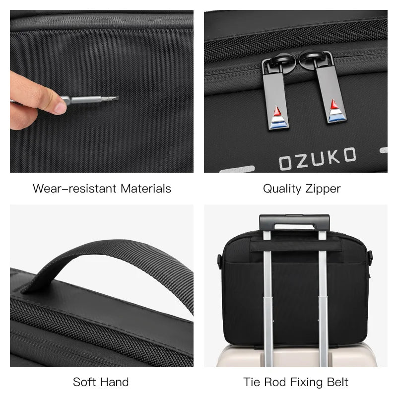 OZUKO Messenger Bag men Laptop 14 Inch Handbag Men's Casual Briefcase Man Business Shoulder male Messenger Crossbody Bags