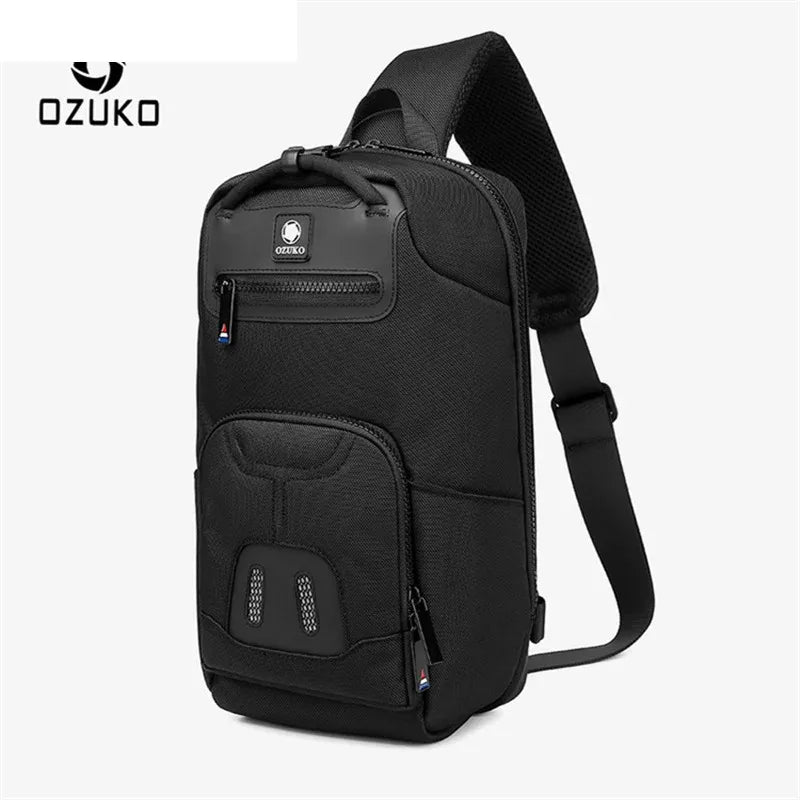 OZUKO Sling Pocket Men Chest Bag Waterproof Shoulder Bag for Teenager Quality Male Messenger Bag Men's USB Travel Crossbody Bags