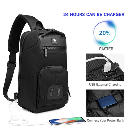 OZUKO Sling Pocket Men Chest Bag Waterproof Shoulder Bag for Teenager Quality Male Messenger Bag Men's USB Travel Crossbody Bags