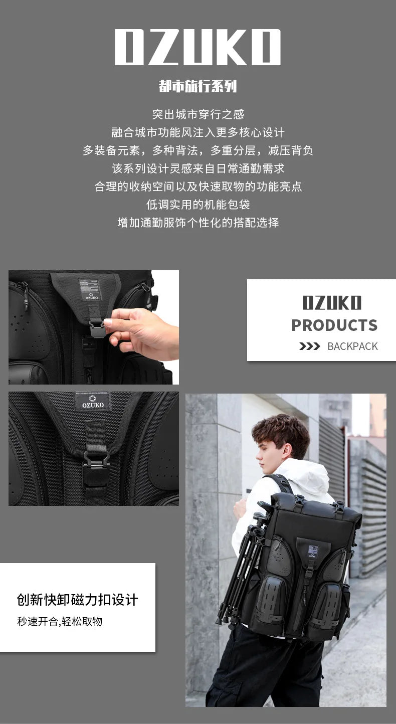 OZUKO Tactical Backpack Attack Bag Molle System Bags Backpacks Outdoor Sport Backpack Camping Walking Backpacks