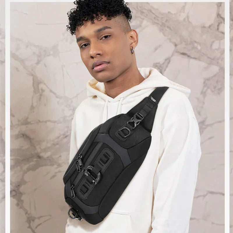 OZUKO Waist Bag Fashion Men Outdoor Sports Tactical Fanny Pack Multifunction Waterproof Male Chest Bag Mens Crossbody Bags Bum