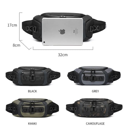 OZUKO Waist Bag Fashion Men Outdoor Sports Tactical Fanny Pack Multifunction Waterproof Male Chest Bag Mens Crossbody Bags Bum