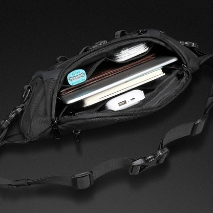OZUKO Waist Bag Fashion Men Outdoor Sports Tactical Fanny Pack Multifunction Waterproof Male Chest Bag Mens Crossbody Bags Bum