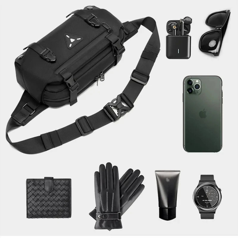 OZUKO Waist Bag Waterproof Handbag Chest Bag Multifunctional Large Capacity Casual Fanny Pack Male sports cycling Fanny Pack