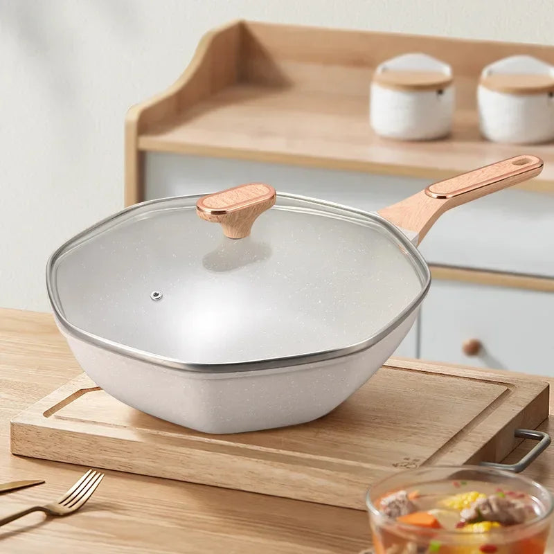 Octagonal Wok Non-stick Pot Household Egg Steak Cooking Pots Frying Pan Wok Gas Stove Induction Cooker Cookware Wok Pan