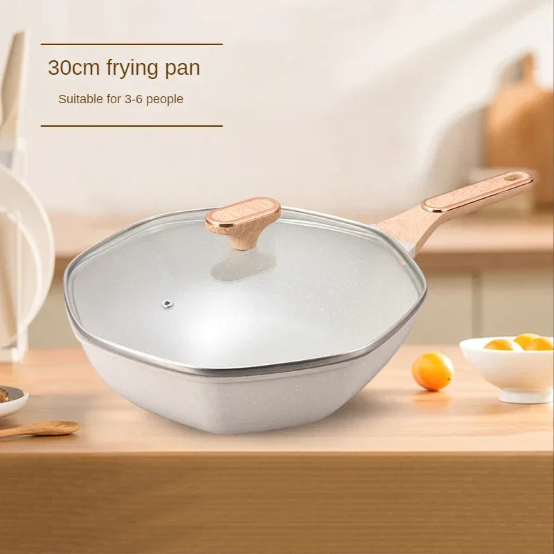 Octagonal Wok Non-stick Pot Household Egg Steak Cooking Pots Frying Pan Wok Gas Stove Induction Cooker Cookware Wok Pan