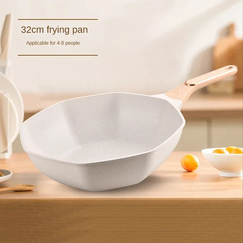 Octagonal Wok Non-stick Pot Household Egg Steak Cooking Pots Frying Pan Wok Gas Stove Induction Cooker Cookware Wok Pan