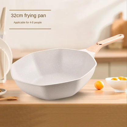 Octagonal Wok Non-stick Pot Household Egg Steak Cooking Pots Frying Pan Wok Gas Stove Induction Cooker Cookware Wok Pan