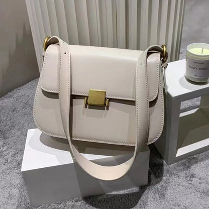 Office Lady Small Square Bag 2024 New Simple Pure Underarm Genuine Leather Handbags Fashion Elegant Women's Shoulder Purse Bolsa