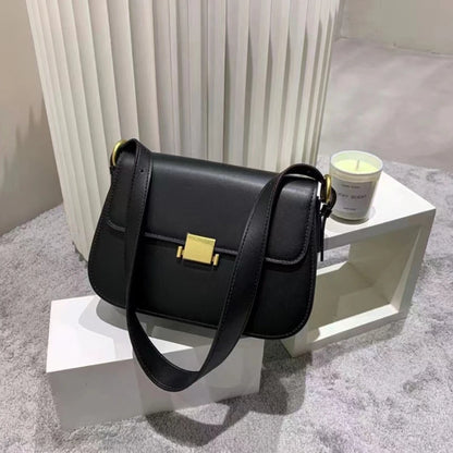 Office Lady Small Square Bag 2024 New Simple Pure Underarm Genuine Leather Handbags Fashion Elegant Women's Shoulder Purse Bolsa