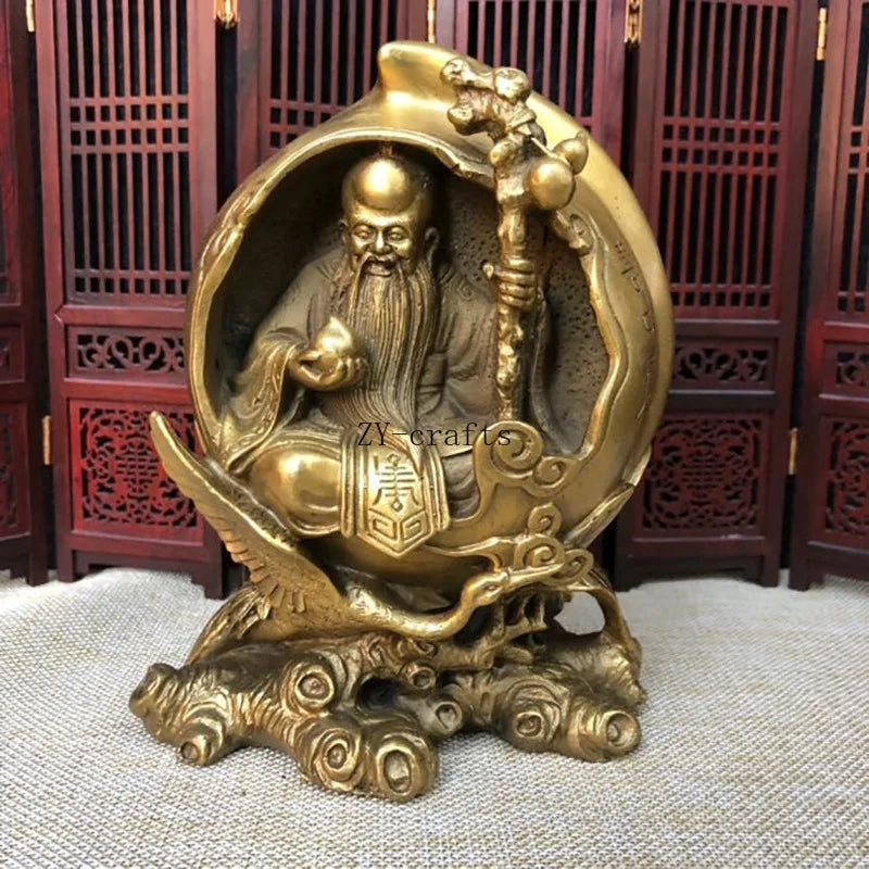 Old Birthday Star Crafts Imitation Copper Opening Feng Shui Fortune God Buddha Statue Ornaments Symbol of longevity