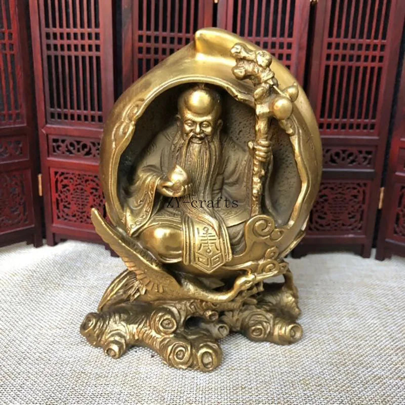 Old Birthday Star Crafts Imitation Copper Opening Feng Shui Fortune God Buddha Statue Ornaments Symbol of longevity